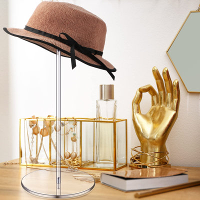 Présentoir à chapeau et perruque en acrylique transparent avec assemblage à vis pour objets de collection