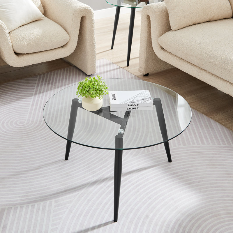 Joilyn Glass Top Single Coffee Table, Black