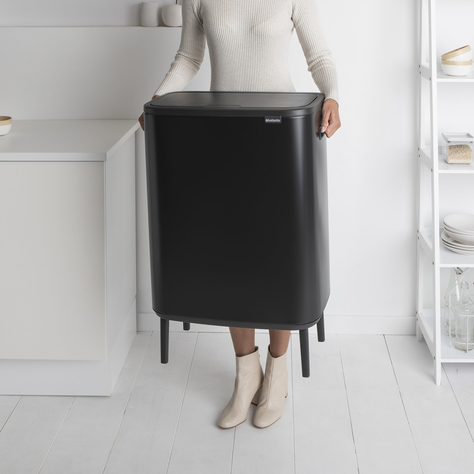 Brabantia Bo Hi Touch Dual Recycling Can, Matte Black