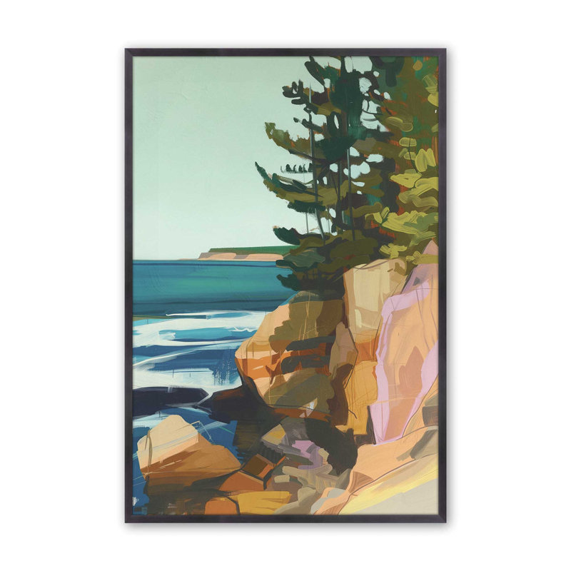 «Seacliff Whispers V2», impression encadrée sur papier par Azure Artisanal Studio, Zinc patiné