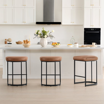 Upholstered Counter Stool with Metal Frame by Latitude Run