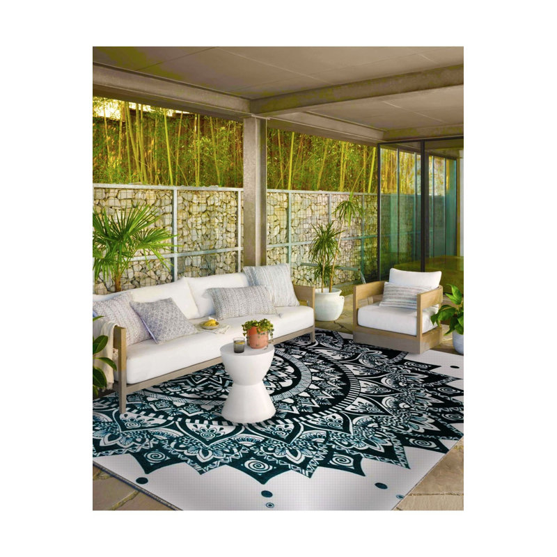 Machine Washable Geometric Pattern Woven Base Rug, Rectangle 3'3" x 4'11" Rug Pad Included