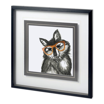 Smart & Foxy by Bella Dos Santos a Hand Embelished Textured Framed Art Print Matted under Glass