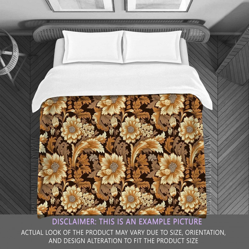 Machine Printed Comforter, King Comforter, Brown/Silver Floral