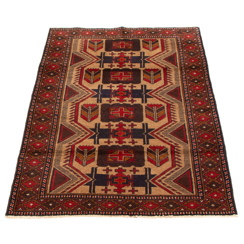 Tapis brun clair noué à la main 3 pi 7 po x 6 pi 3 po Teimani