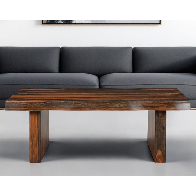 51" Dark Brown Solid Wood Sled Coffee Table