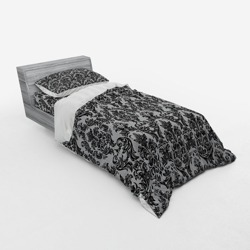 Traditional Polyester Damask Duvet Cover, Twin Duvet Cover + 2 Additional Pieces