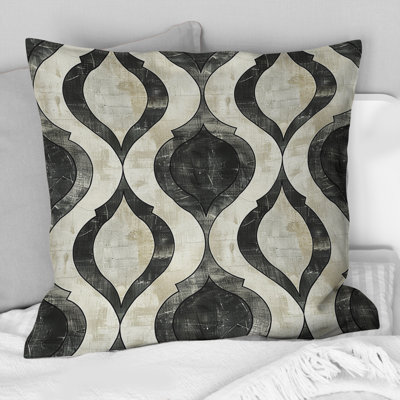 Coussin Beige noir Mid-Century quadrilobe - Mid-Century