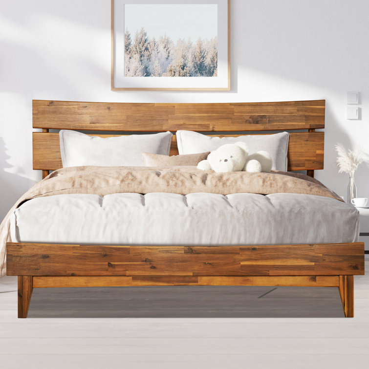 Base de lit en bois massif avec tête de lit Aurora