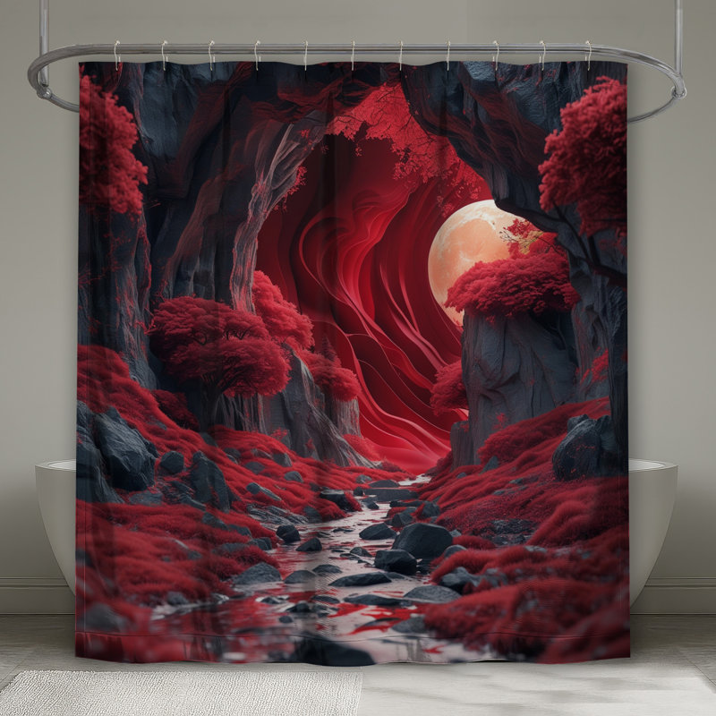 Rideaux de douche Red Moonlit Valley, L 70 po x H 93 po
