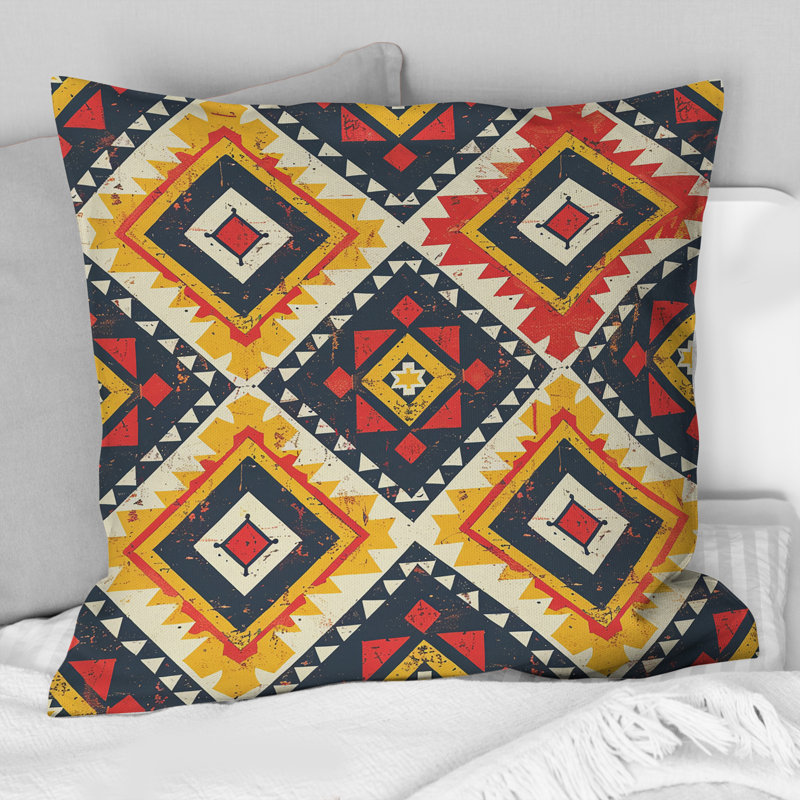 Coussin Red Aztec Tiles II - Tiles, H 16 po x l 16 po