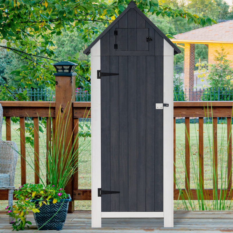Garden 5.88 ft H x 2.13 ft W x 1.51 ft D Outdoor Storage Cabinet Tool Shed, Gray