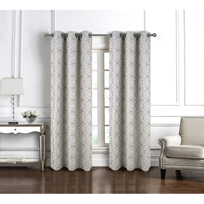 Woodbridge Woven Jacquard Window Curtain Panel, Taupe
