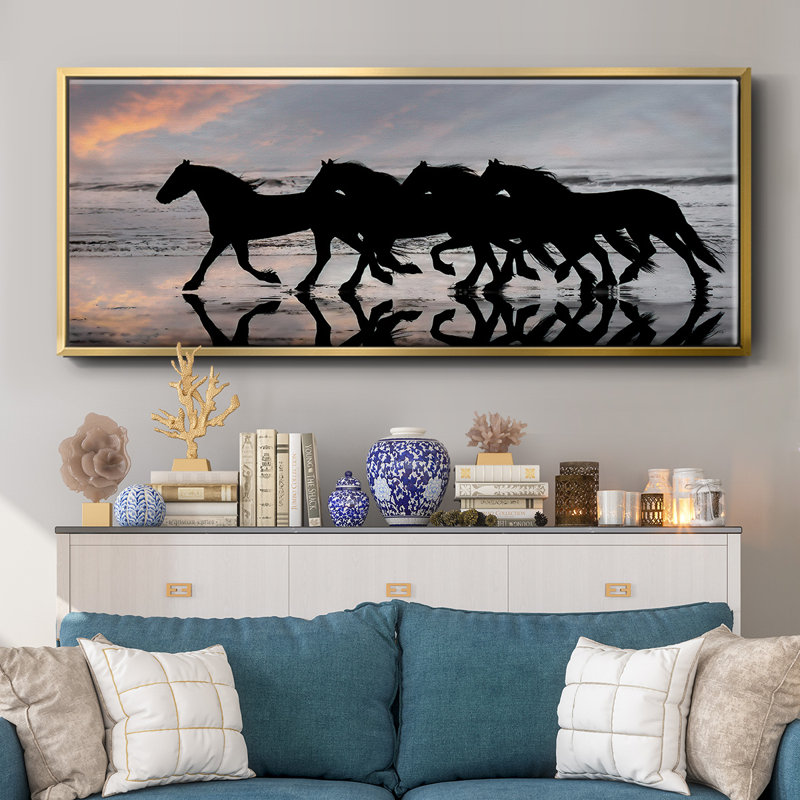 Beach Gallop- Framed Canvas, 8" H x 20" W