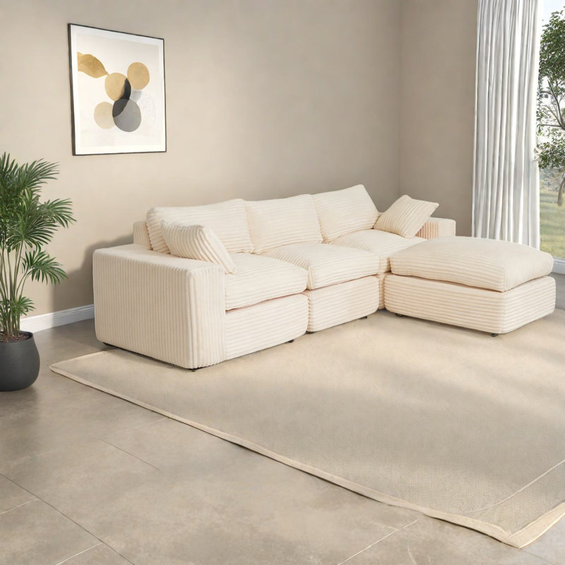 Cloud Comfort Sectionals, 108 Inch Chenille Modular Modern Home Sofa