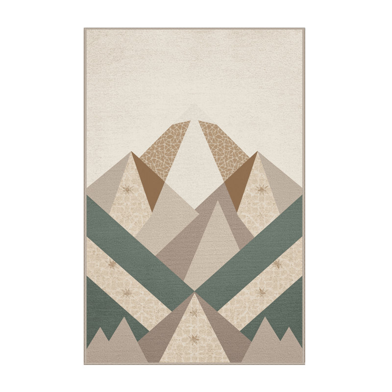Tapis d'inspiration mondiale Pacchiana lavable à la machine en beige - reliure beige, 7x10