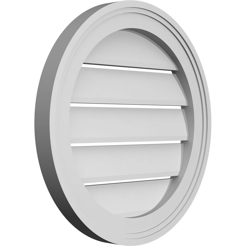 Round Surface Mount Signature Urethane Functional Gable Vent, Primed, 18" H x 18" W x 1.5" D