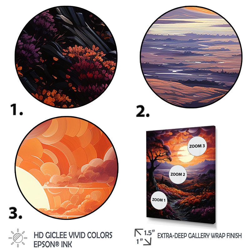Lateaka Sunset Tangerine Twilight Patchwork I - Imprimé, H 32 po x l 24 po x P 1 po, Cadre flottant blanc