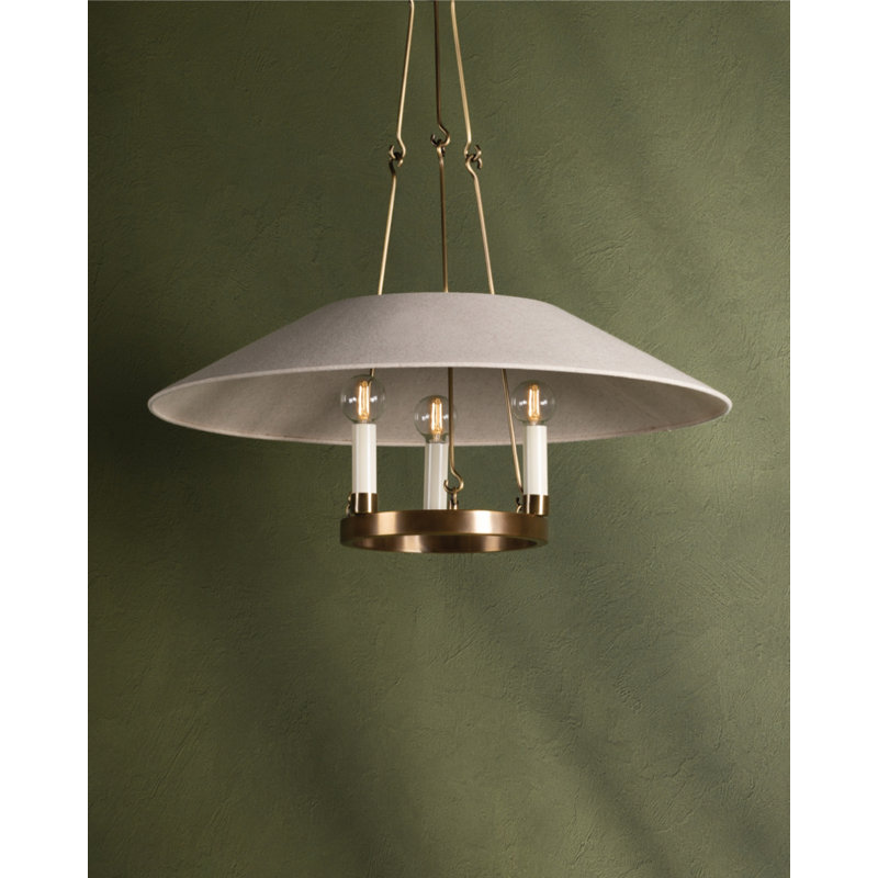 3 - Light Chandelier, Patina Brass
