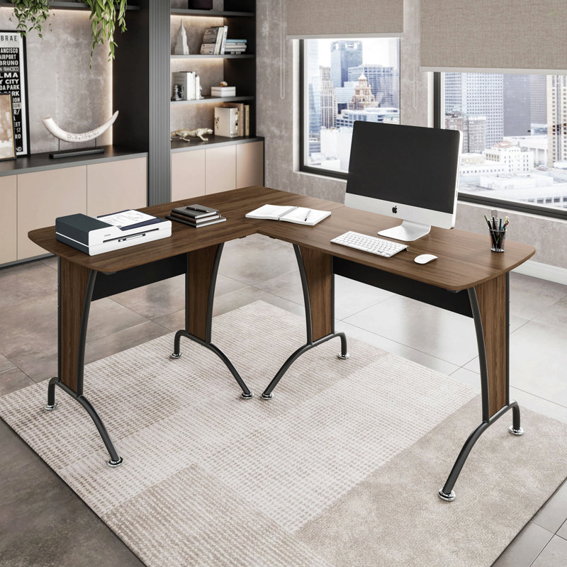 Techni Mobili Deluxe L-Shaped Desk With Inline Team Desk Option
