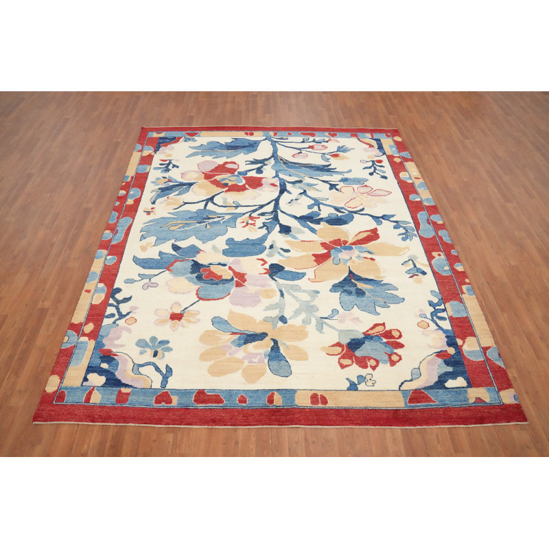 Tapis en laine à motif floral Oushak 8 x 10