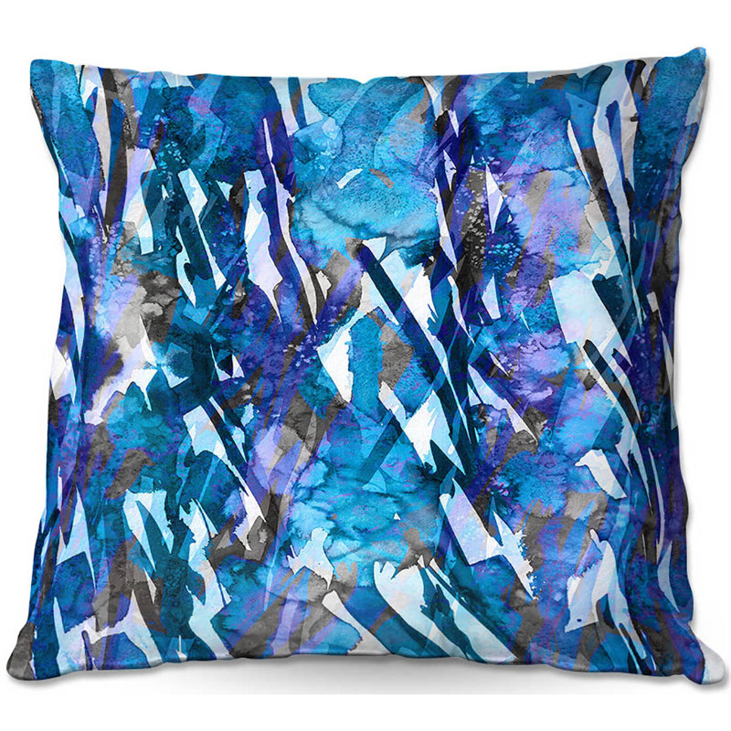 Coussin décoratif canapé frosty bouquet, 16 po x 1 po, Bleu / gris / blanc