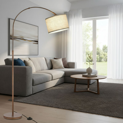 Retro-Style Curved Floor Lamp For Reading: Antique Bronze Colour, Adjustable Tall Lamp Head, Foot Switch, Suitable For Use Next To The Sofa In The Living Room, As Well As In The Study And Bedroom.