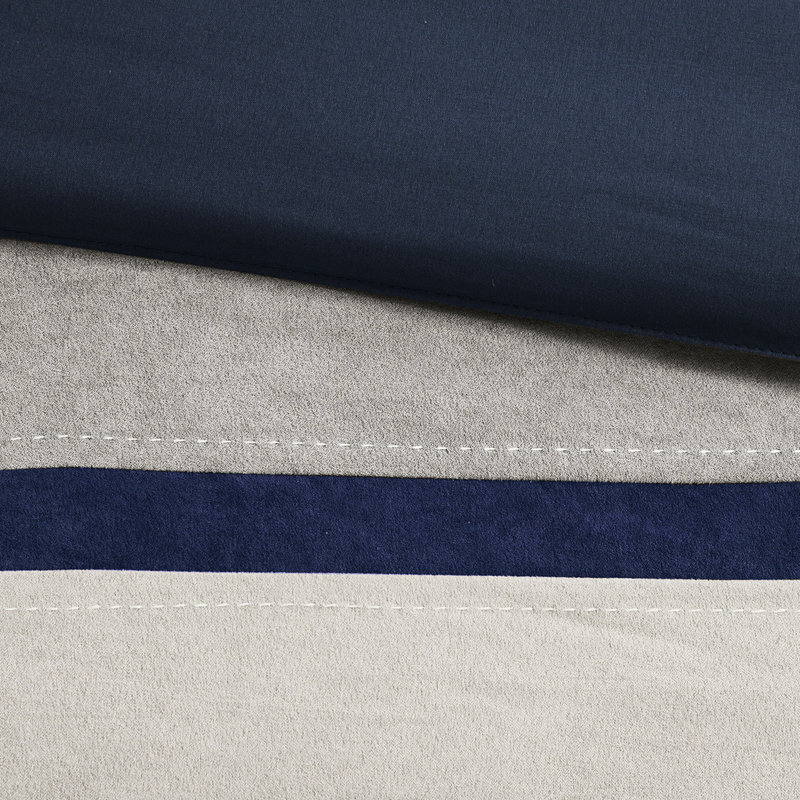 Édredon en faux suède 7 - bleu pour grand lit, rembourré lavable à la machine, comprend 2 édredons, 3 taies décoratives, 7 jupes décoratives Soft Touch