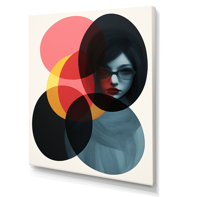 «Geometric Fusion Forms Woman Collage II», art mural abstrait, Toile tendue, H 32 po x l 16 po