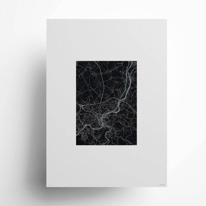 «Liege City Map», impression, Gris / noir, H 27,6 po x l 19,7 po