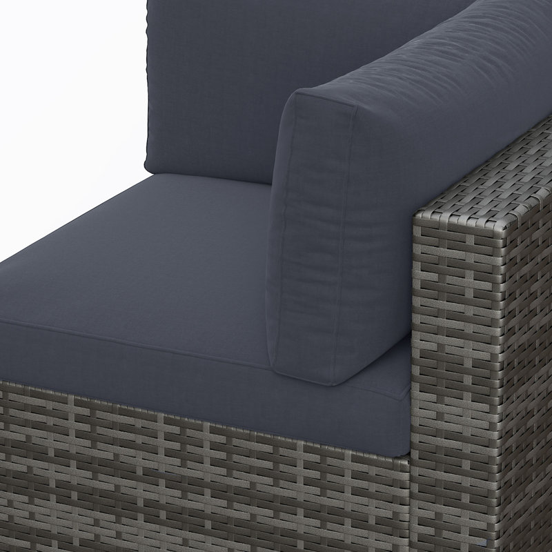 Wicker 6 - Person Modular Patio Conversation Sets with Cushions, Dark Gray Frame/Dark Gray Cushion