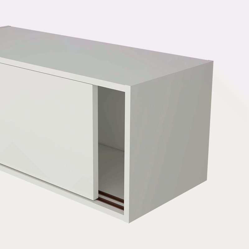 Floating Cabinet With Sliding Door, White