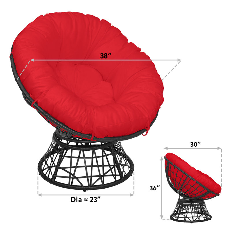 Chaise de patio pivotante avec coussins Charleah, Rouge
