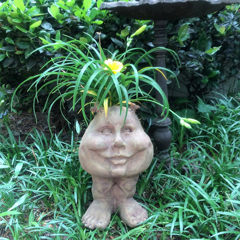 Muggly's Sister Suzy Q Face Statue Planter, Stone Wash
