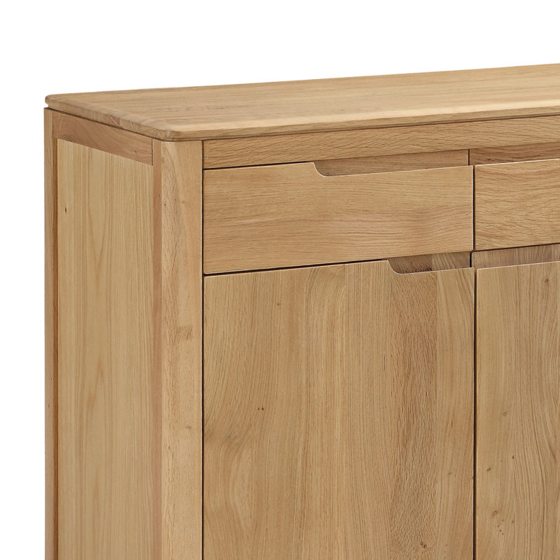 Remi 120 Cm Wide 3 Drawer Solid Oak Sideboard, Oak