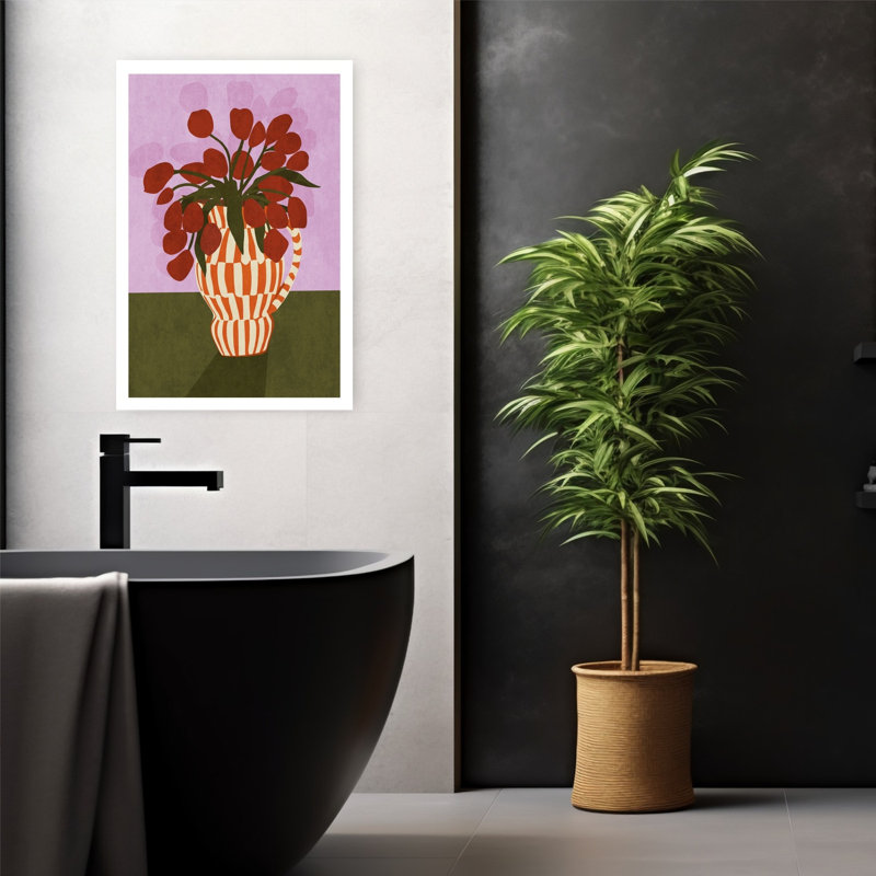 "Tulipes" audacieuses dans un vase, H 24 po x l 16 po