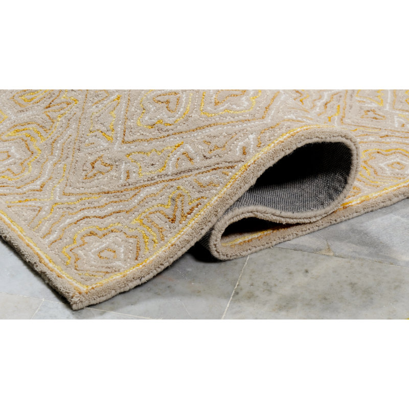 Rhodes Hand-Tufted Cut/Loop Pile Textured Medallions Wool Rug, 2' x 3'