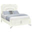 Grand lit à panneau beige avec tête de lit à DEL, style moderne, sommier tapissier requis, pieds géométriques, coins arrondis, bois massif et fabrication, revêtement pour chambre à coucher avec design, nécessaire, rebords, rembourrage,