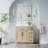 36" W x 35" H Freestanding Bathroom Solid Wood Vanity With White Cultured Marble Countertop And Ceramic Single Sink,Oak-555890095-555890092