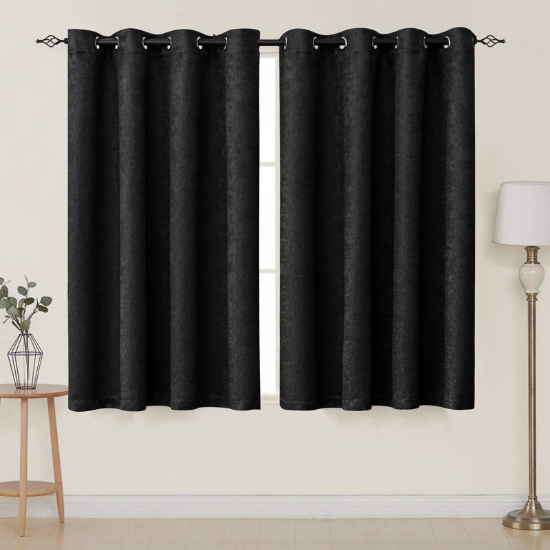 Jayla Blackout Curtain Pair, Black, 53" W x 63" L