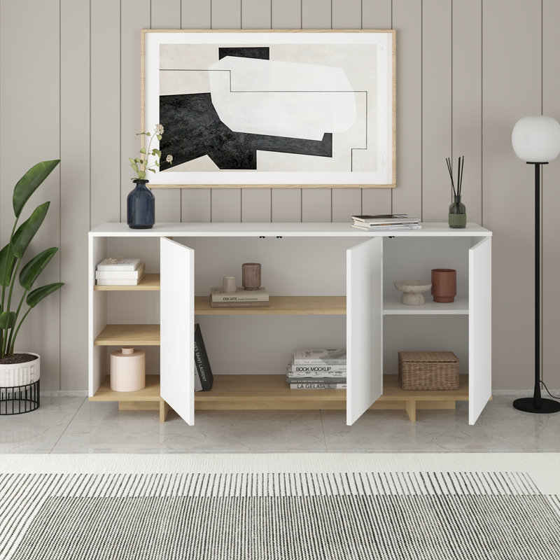 170cm Console Table, White/Oak