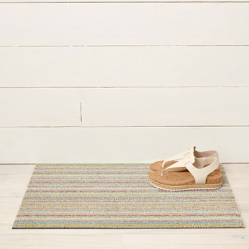 Striped Indoor / Outdoor Doormat, Grey, 0.6cm H x 91cm W x 152cm L