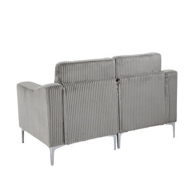 Modular Sectional Two - Seater Gray Corduroy , Relaxing And Soft For Comfortable Home Life, Easy Assembly With Tools, Frame Steel Legs, Cushioned Comfort Daily Use, To Assemble, Construction,