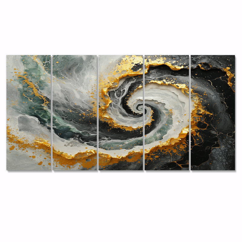 Corcoran - abstrait spirales murales - art mural moderne, H 28 po x l 60 po, 5