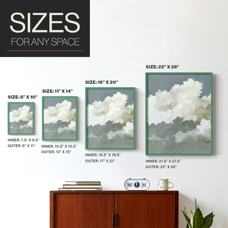 Impression encadrée Big Clouds I-Premium - prête à être accrochée - aucun clou requis - aucun clou requis, H 15 po x l 24 po