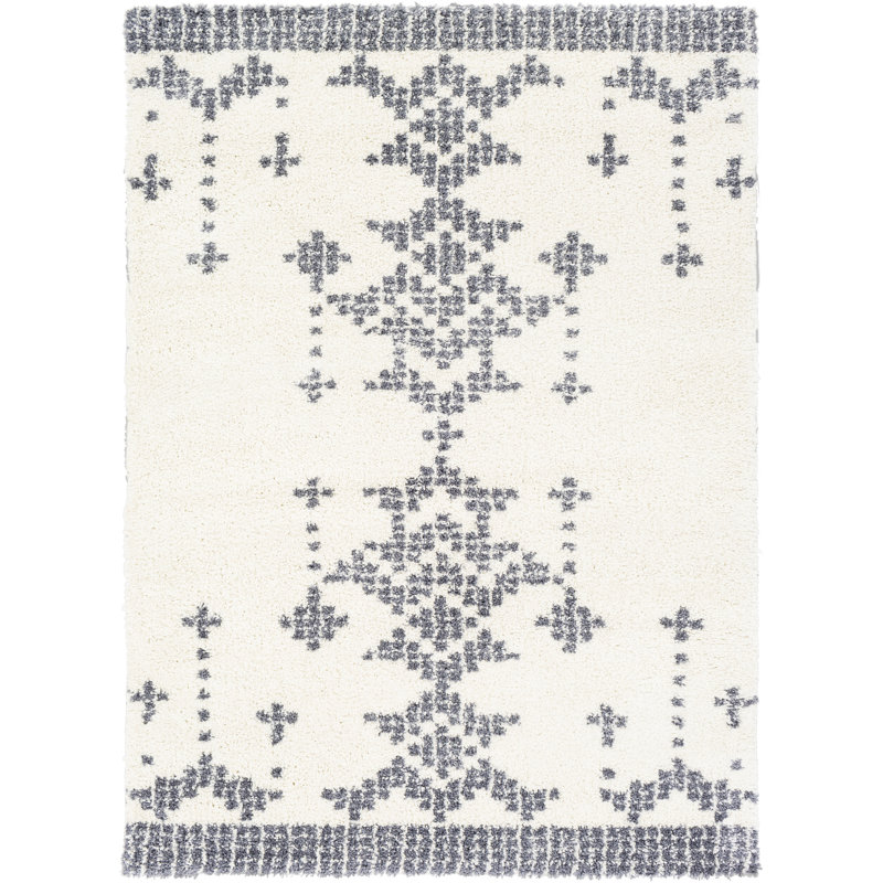 Tapis gris / blanc Orsi, Rectangle 6 pi 7 po x 9 pi