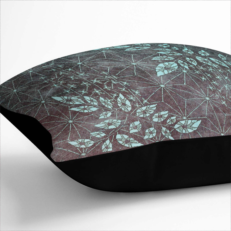 Floral Square Throw Cushion, 55cm H x 55cm W x 20cm D, Black