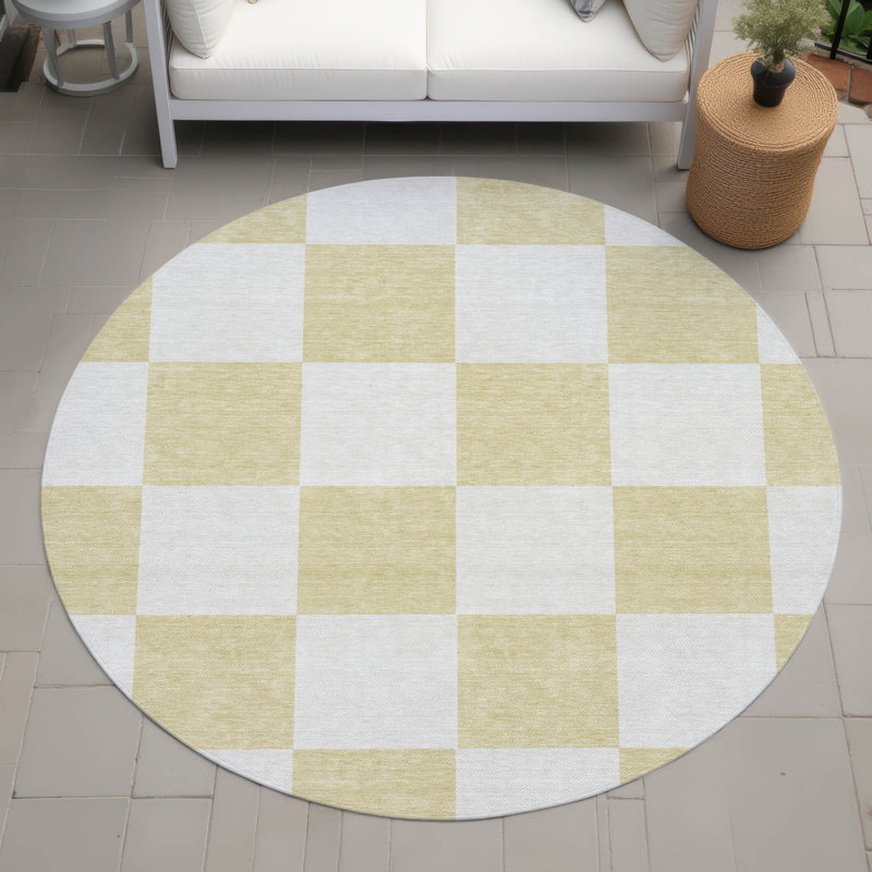 Machine Washable Indoor/Outdoor Chantille ACN2345 Geometric Rug, Round 8'