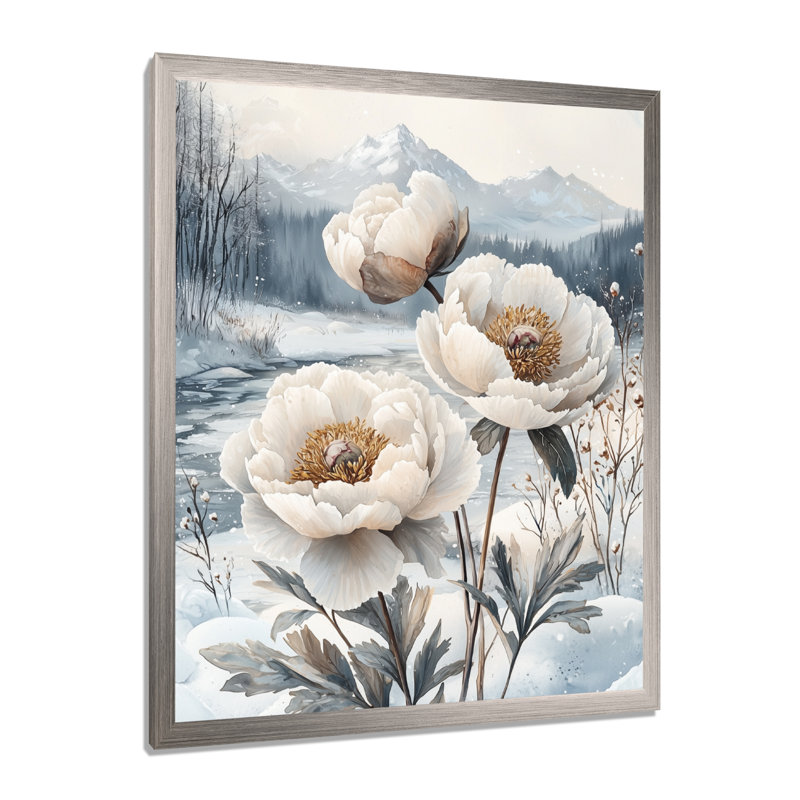 Marion - impressions florales sur toile, Argent argent, H 20 po x l 12 po, Reproduction encadrée d'une seule photo