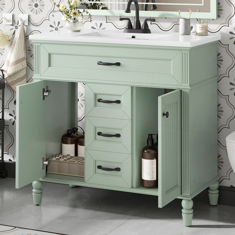 Meuble-lavabo 36 po avec lavabo, Vert